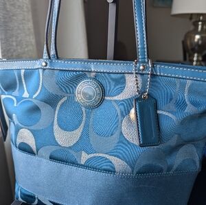 Coach bag beautiful Teal and silver Used in excellent condition!!